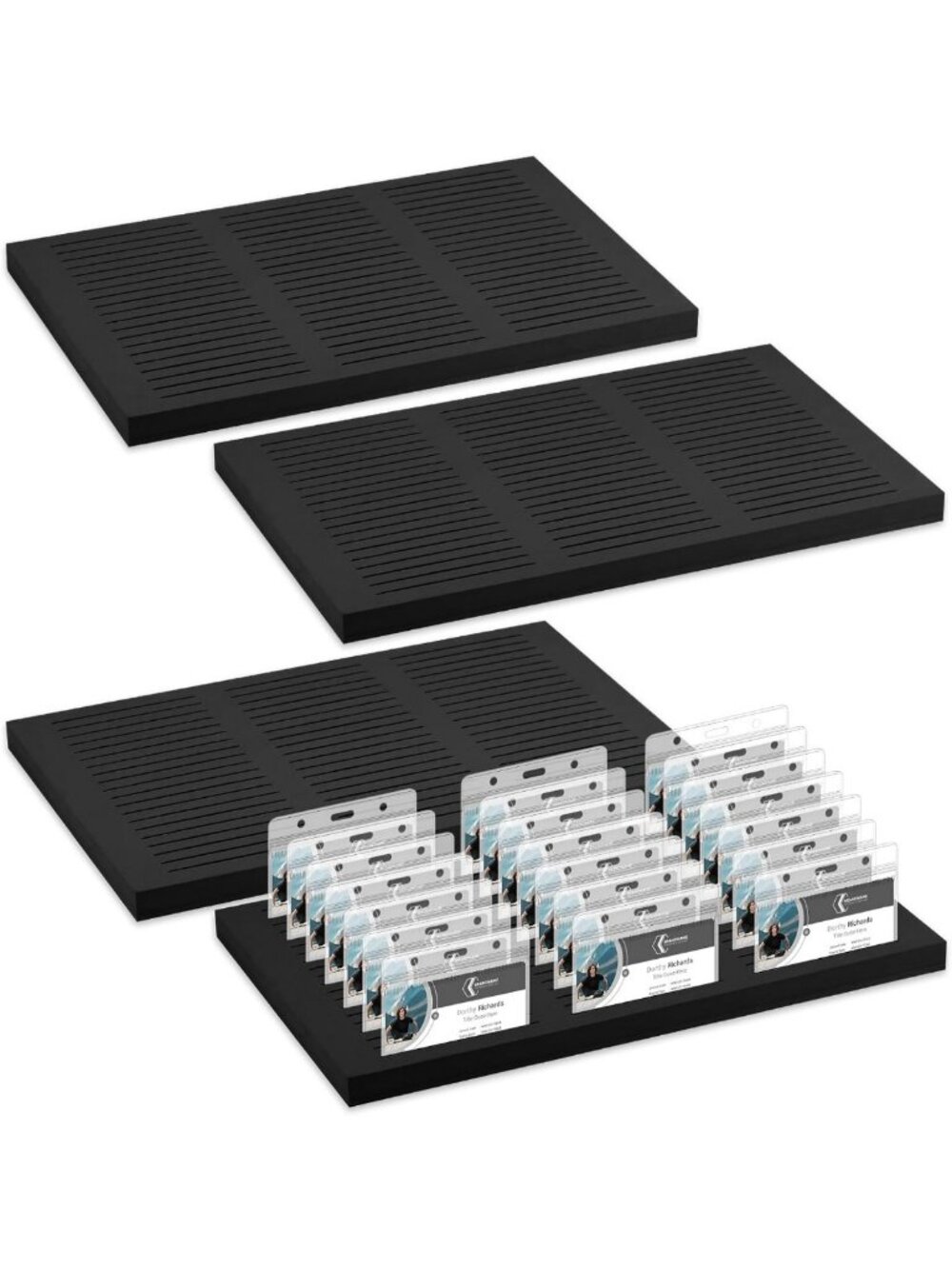 4-Pack Black Foam Name Badge Holders - 240 Slots ID Card Organizer for Office